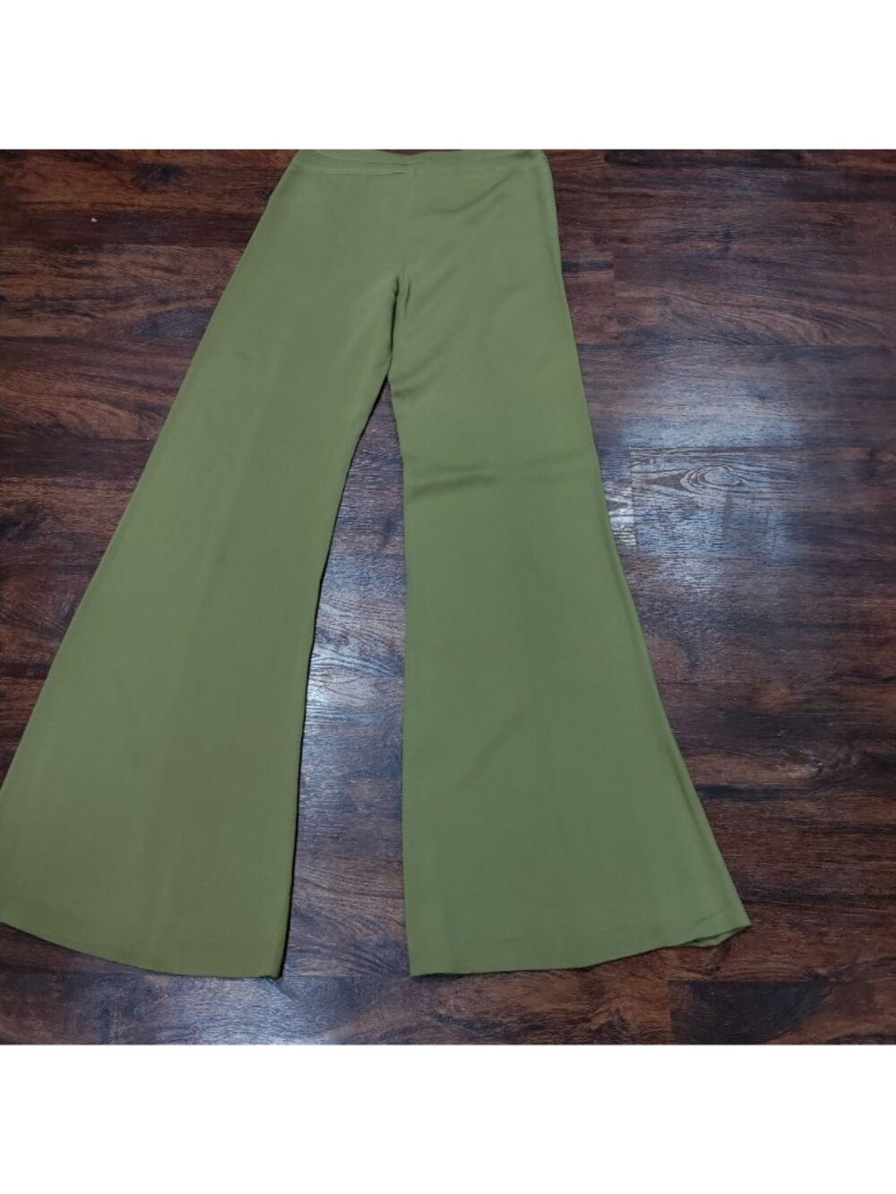 Vintage Tracy Reese Midrise S Flat Front Flare Leg Y2K Pants Tan - Picture 7 of 15